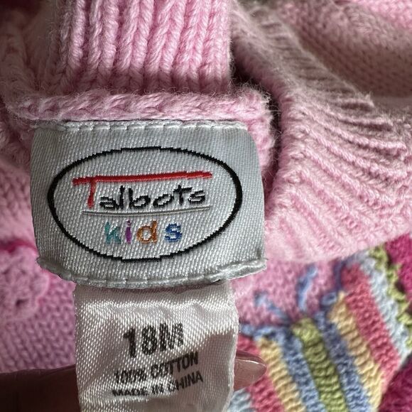 Vintage Talbots Kids Henley Sweater Baby Size 18 Months Pink Bows Flowers - Picture 8 of 8